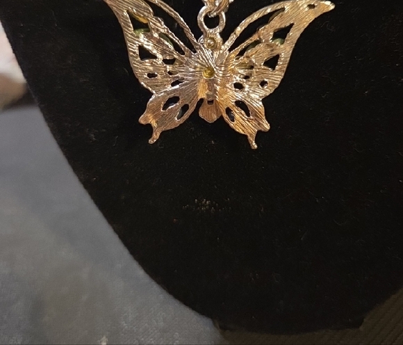 Butterfly Cross Multi-Colored Crystals Silver-tone Pendant Necklace - Picture 3 of 5